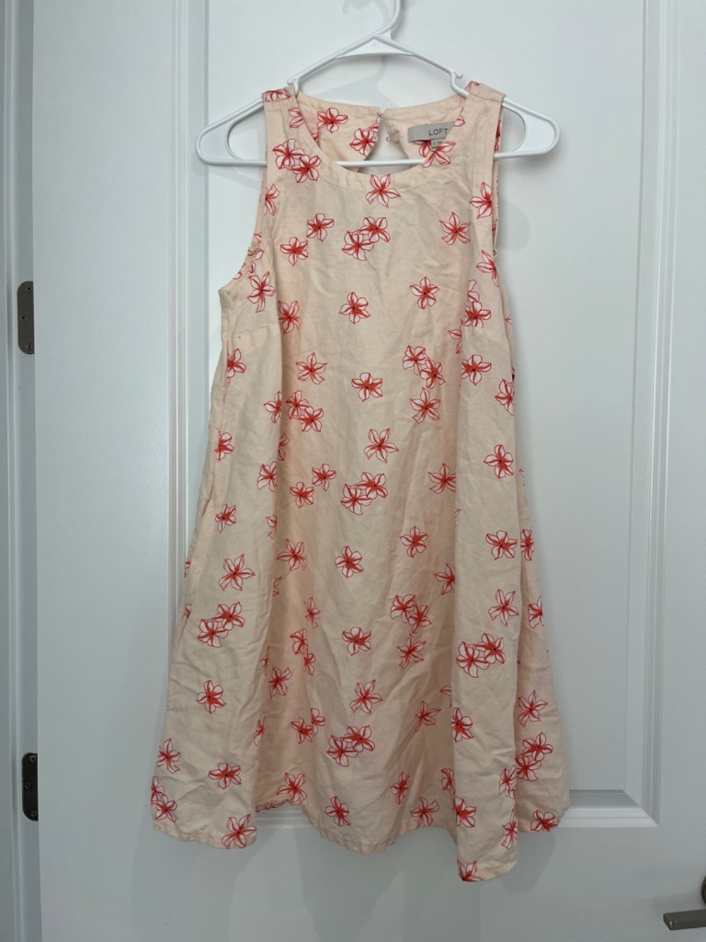 LOFT Peachy Tank Dress with Red Floral Print